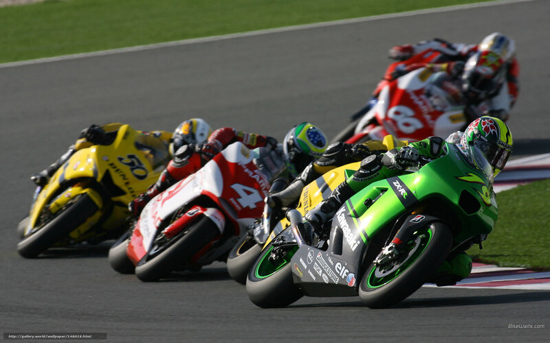 Motorcycle Racers on Track — Green, Dynamic, Afternoon, Photograph, Motorcycles, Grass