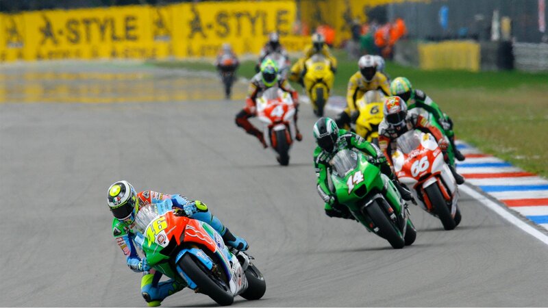 Motorcycle Racers on Track — Green, Dynamic, Afternoon, Photograph, Motorcycles