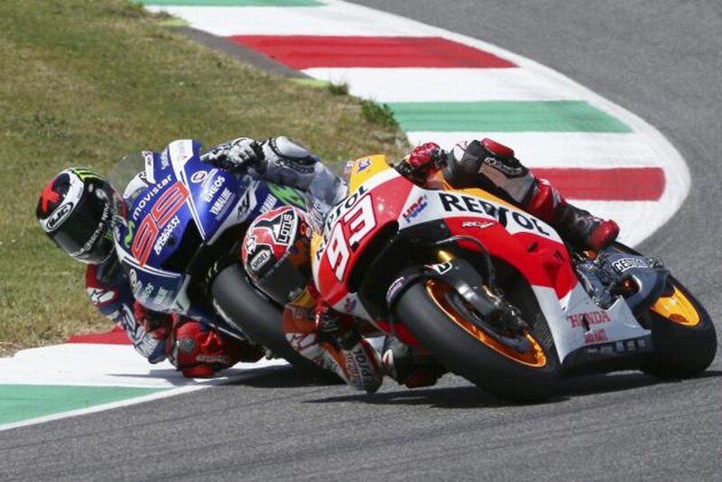 Motorcycle Racers on Track — Red, Intense, Afternoon, Photograph