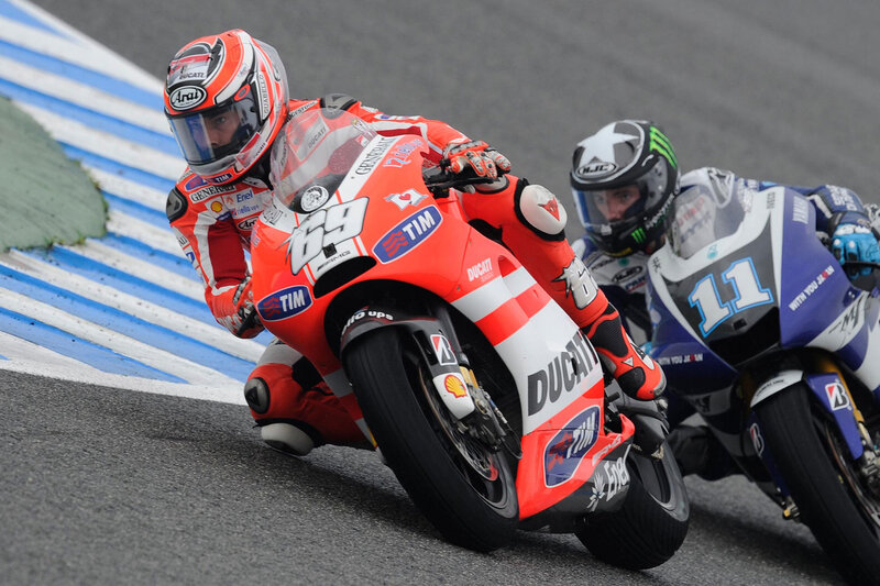 Motorcycle Racers on Track — Red, Intense