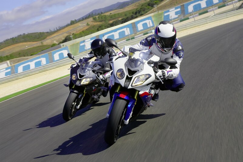 Motorcycle Racers on Track — White, Dynamic, Afternoon, Photograph, Racing Bikes, Helmets