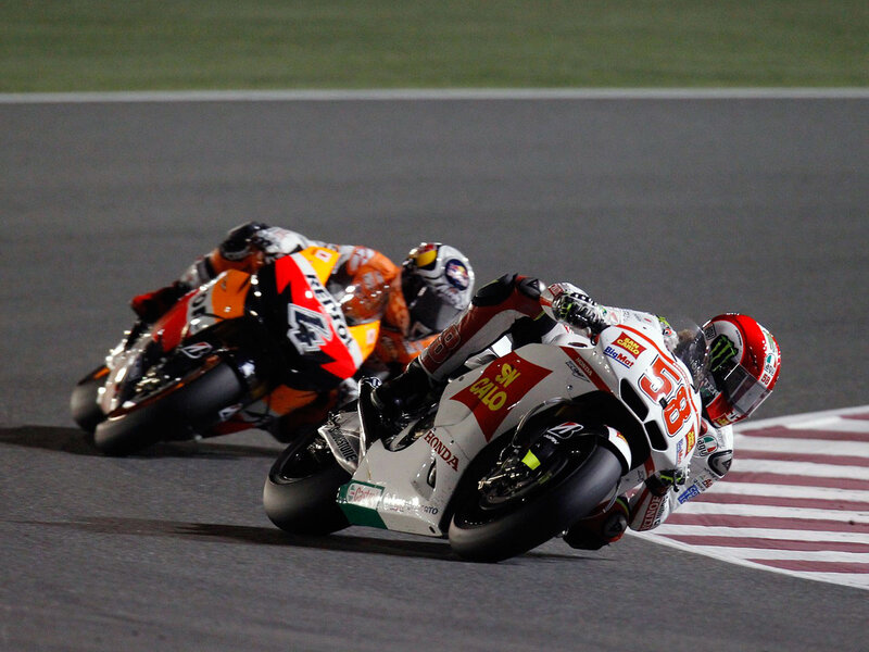 Motorcycle Racers on Track — White