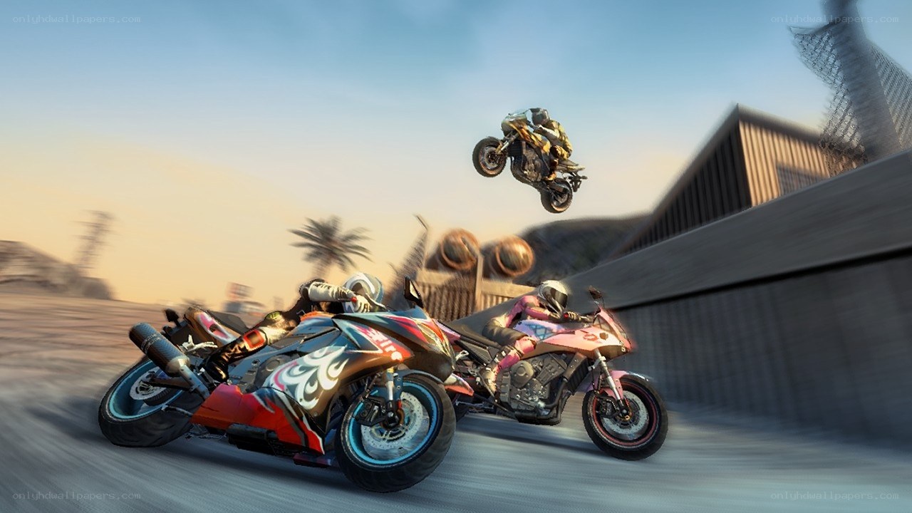 Motorcycle racing action scene