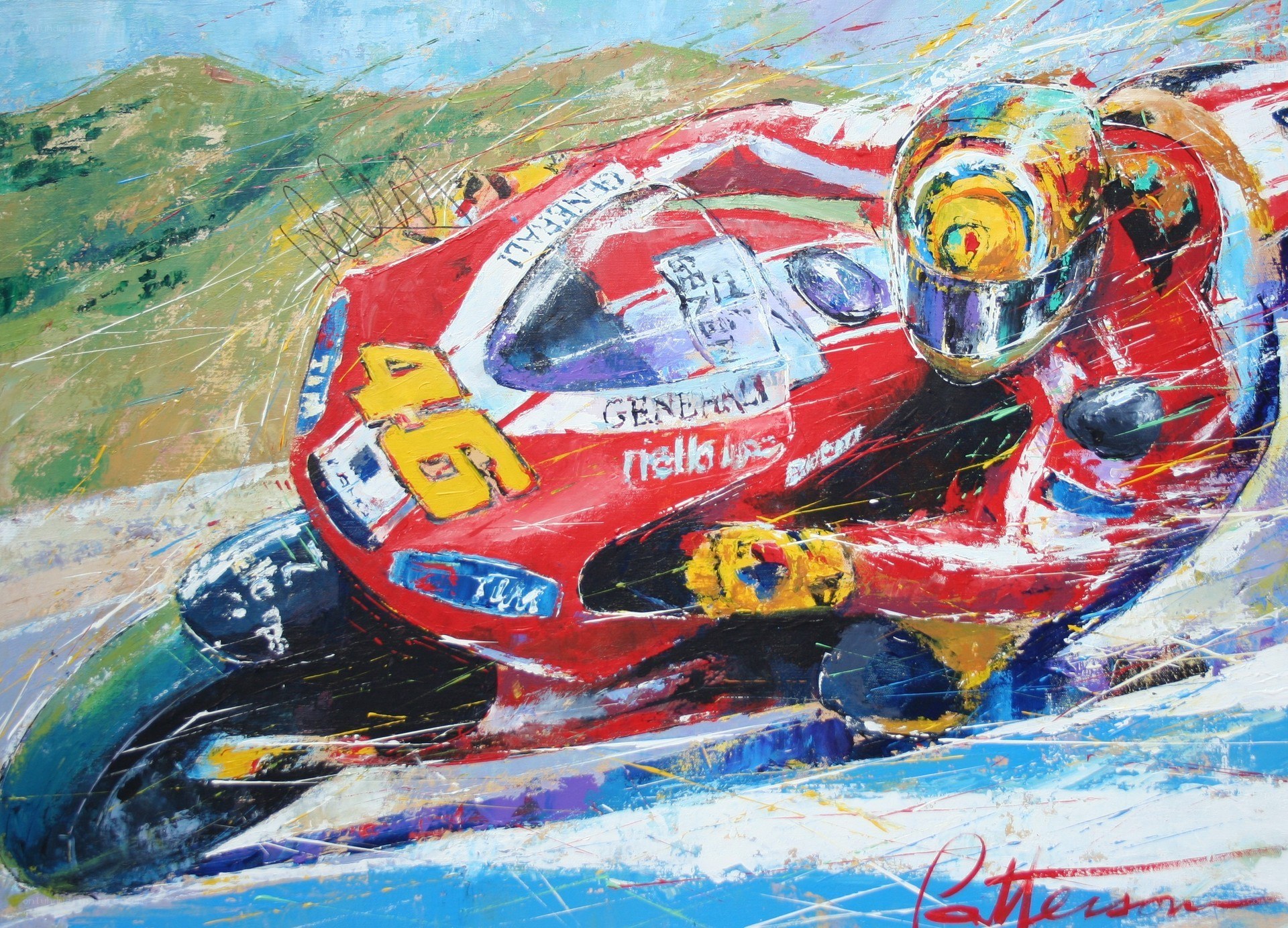 Motorcycle racing artwork