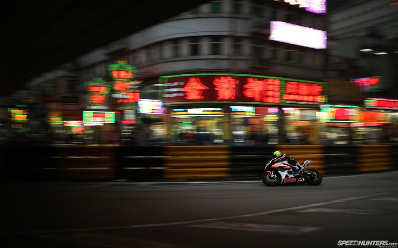 Motorcycle racing at night