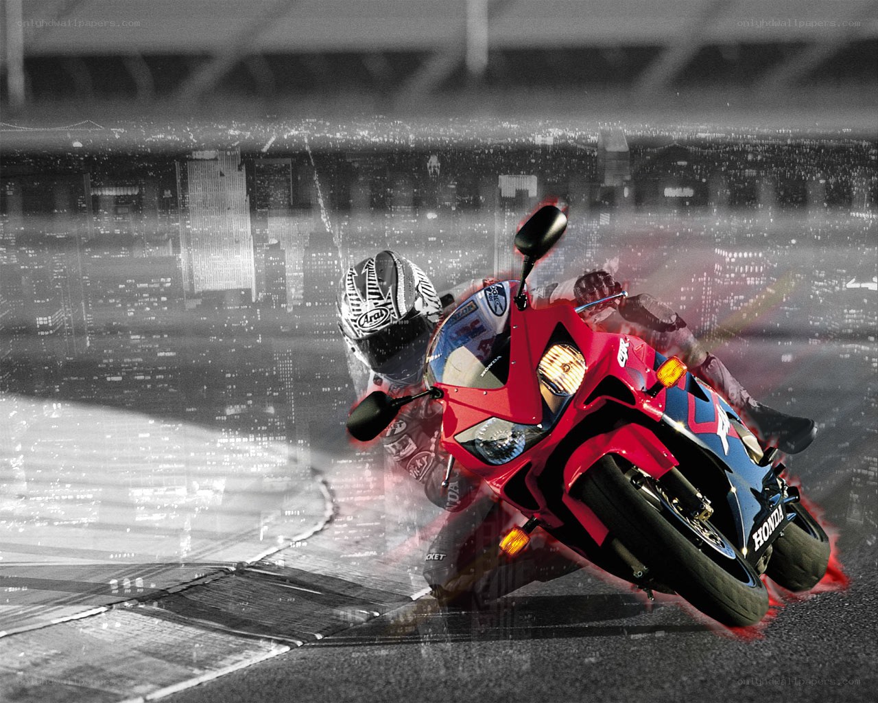 Motorcycle racing at night