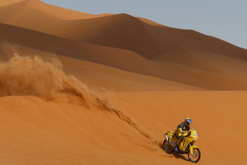 Motorcycle racing in the desert