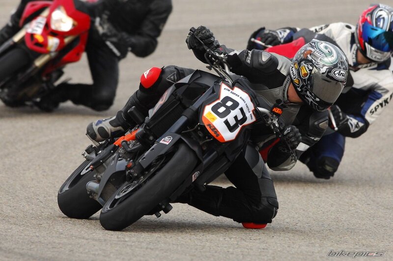Motorcycle racing on a track