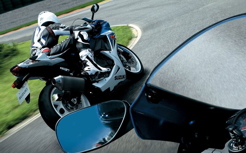 Motorcycle racing on a track