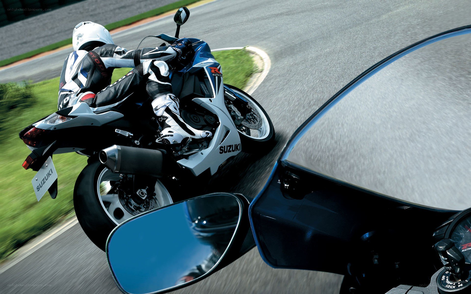 Motorcycle racing on a track