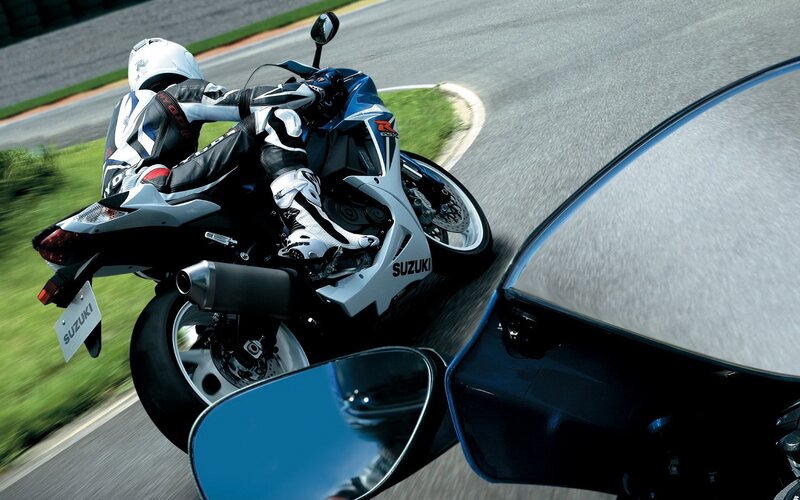 Motorcycle racing on a track
