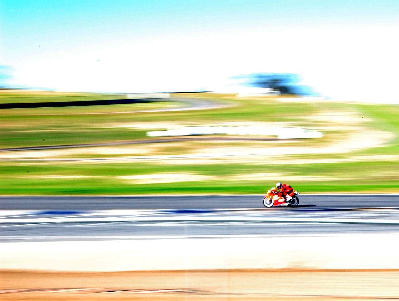 Motorcycle racing on a track