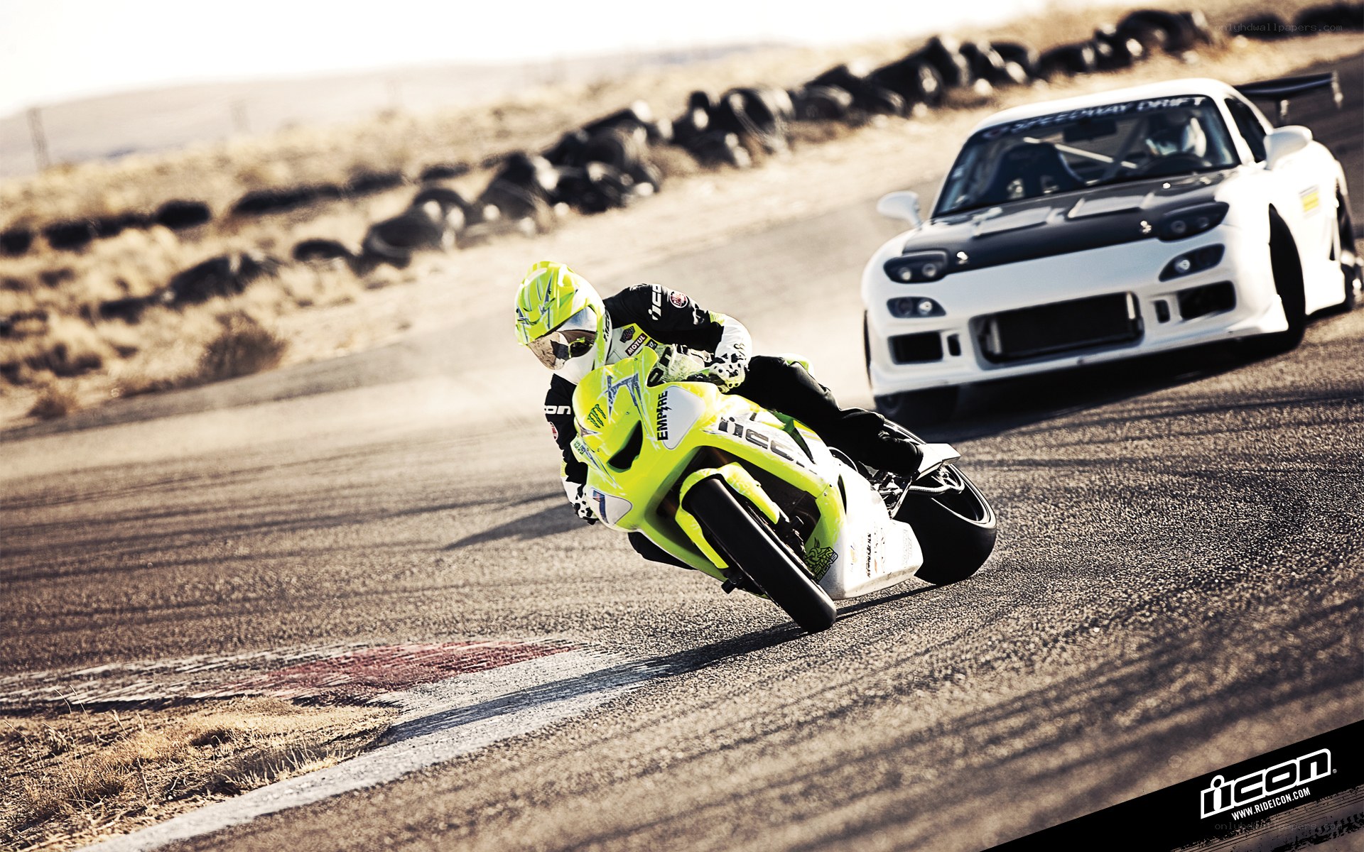 Motorcycle racing on track