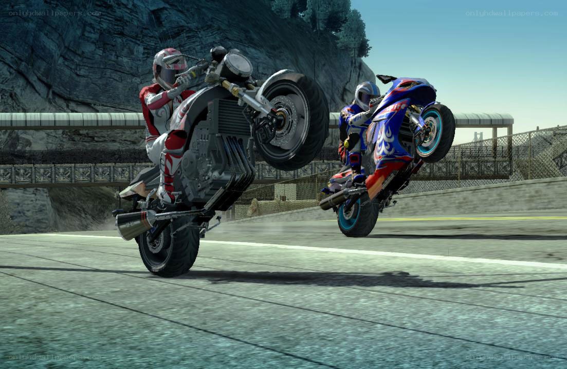 Motorcycle racing stunt