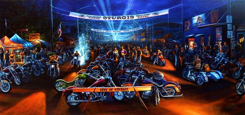 Motorcycle Rally at Night