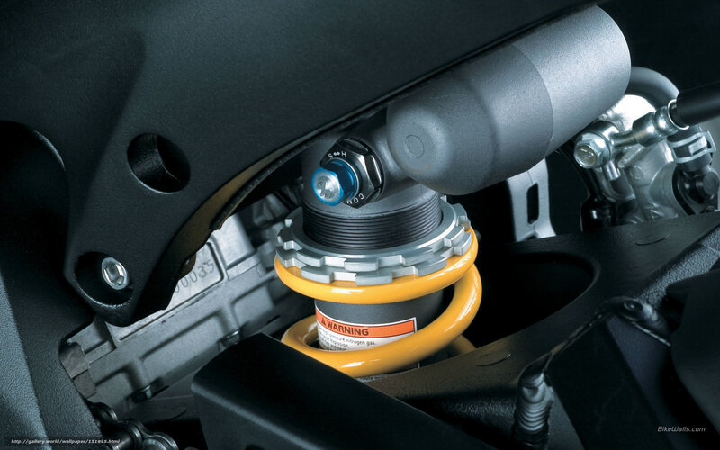 Motorcycle Rear Suspension — Black, Technical, Photograph, Shock Absorber, Coil Spring