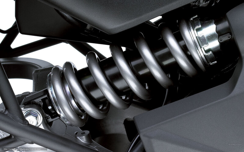 Motorcycle Rear Suspension — Black, Technical, Photograph