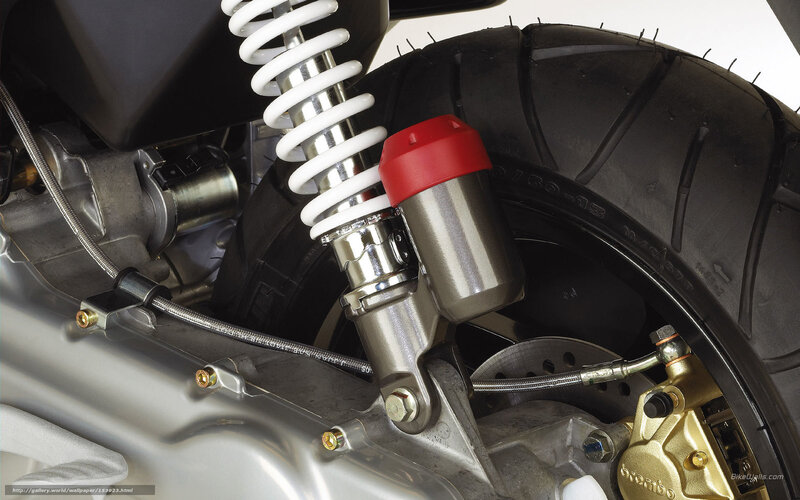 Motorcycle Rear Suspension — Black, Technical, Photograph, Tire