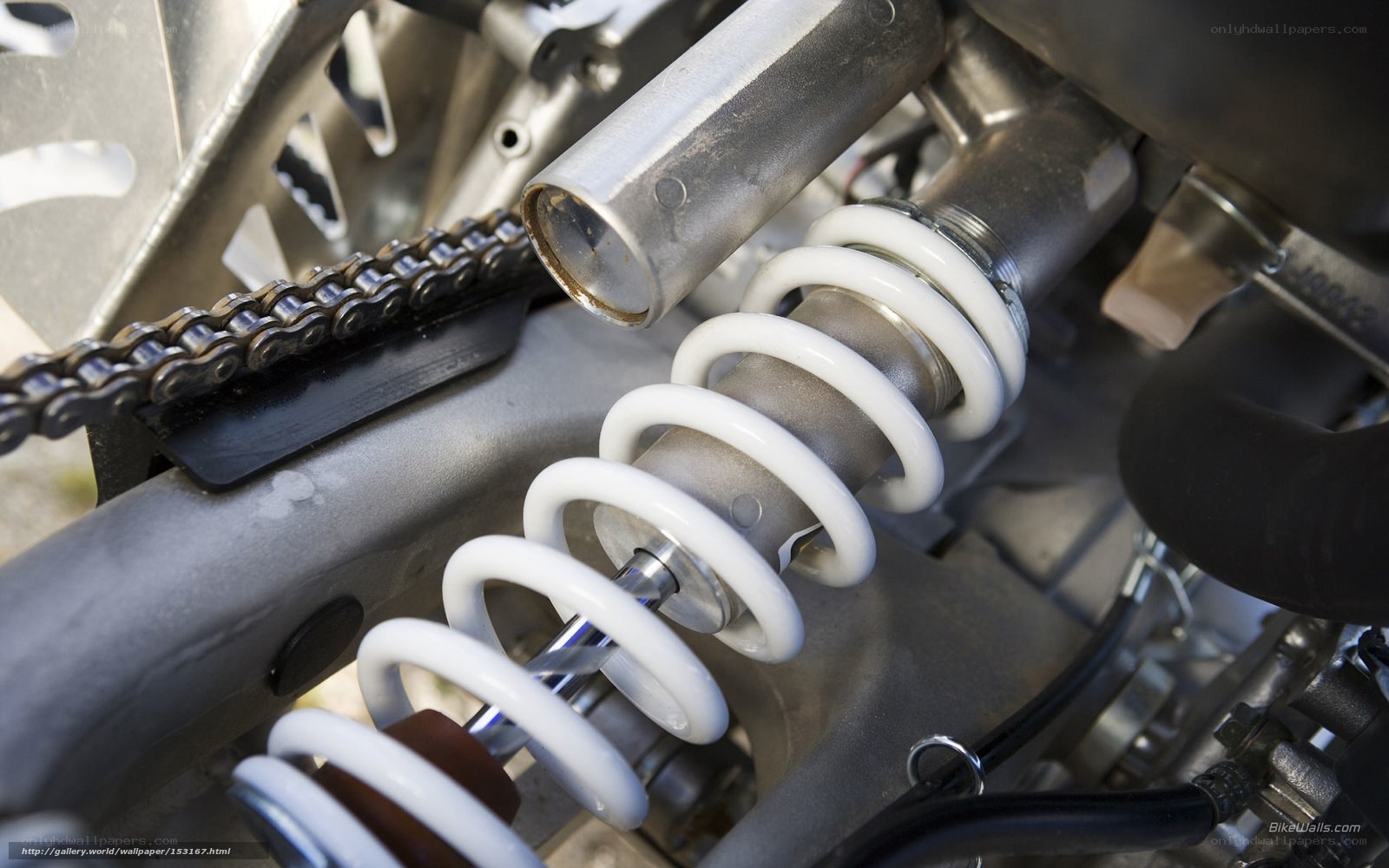 motorcycle rear suspension close-up