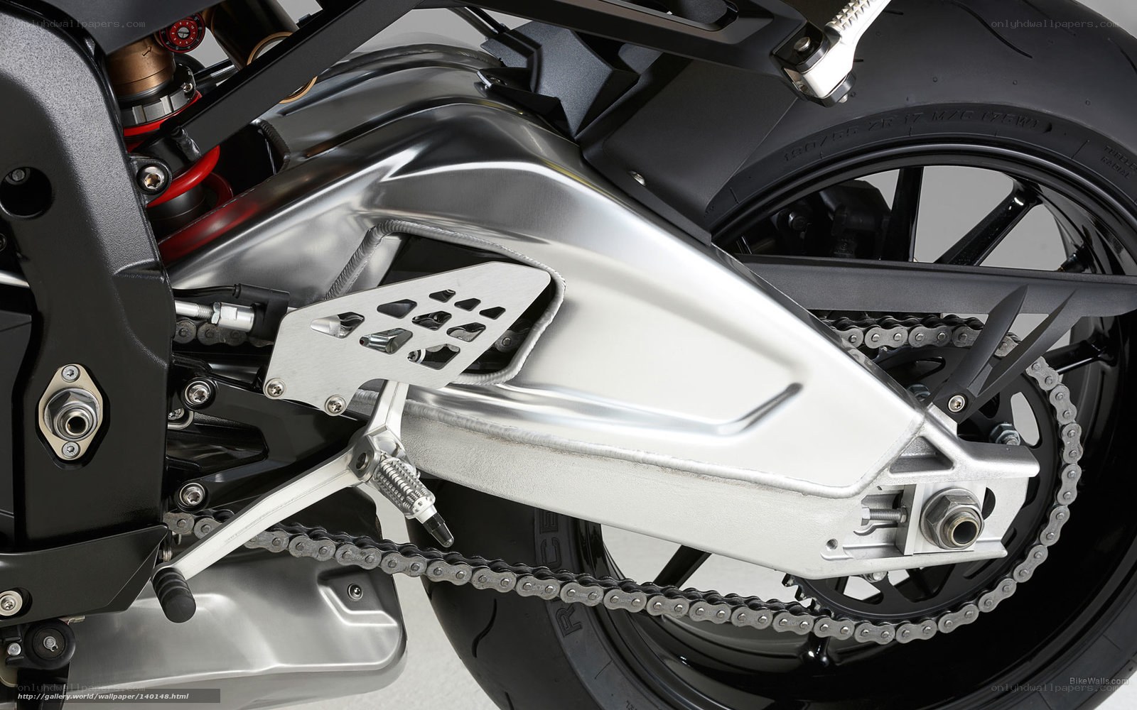 motorcycle rear suspension detail