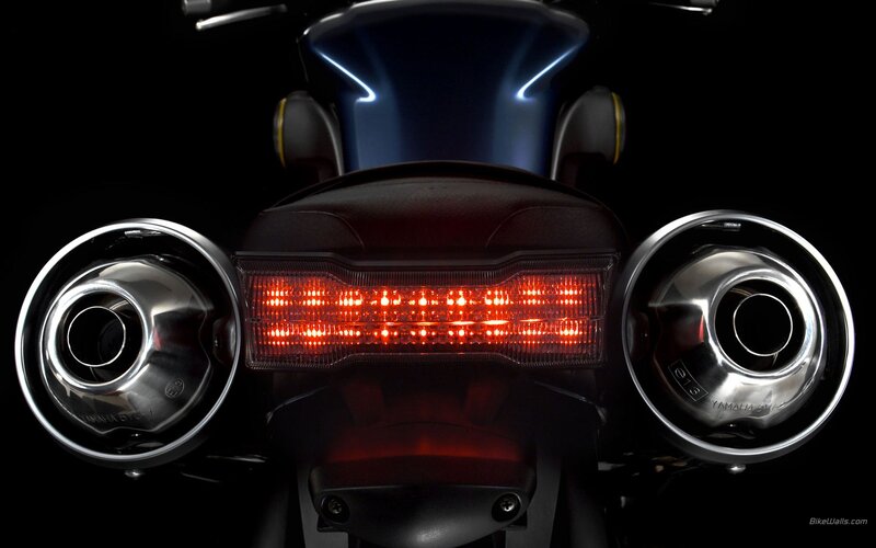 Motorcycle Rear View — Black, Dramatic, Photograph, Exhaust Pipes