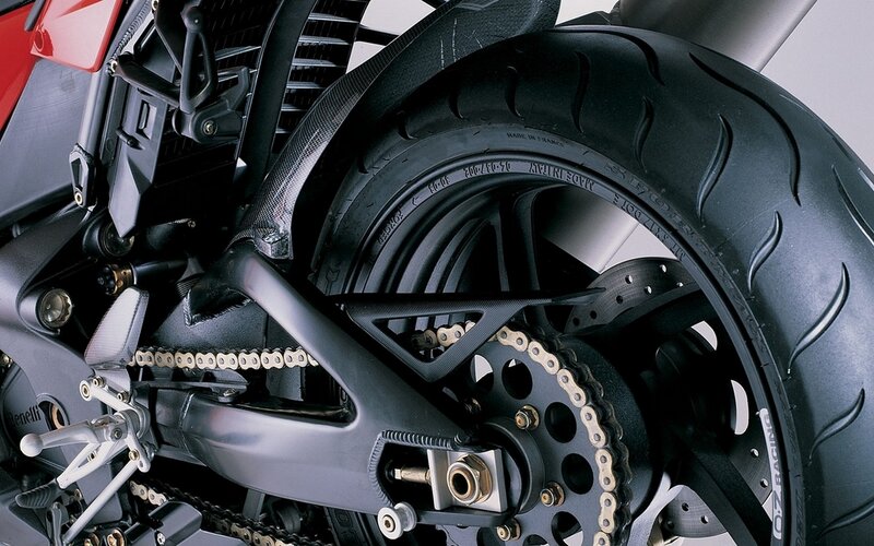 motorcycle rear wheel and chain