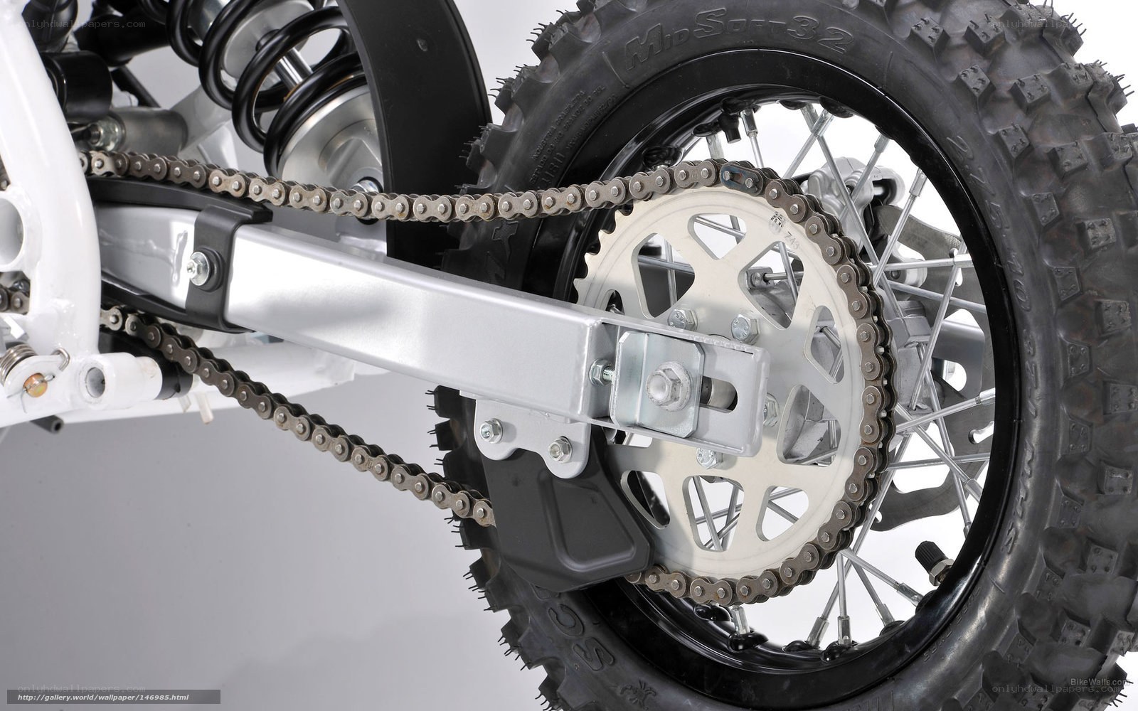 motorcycle rear wheel and chain