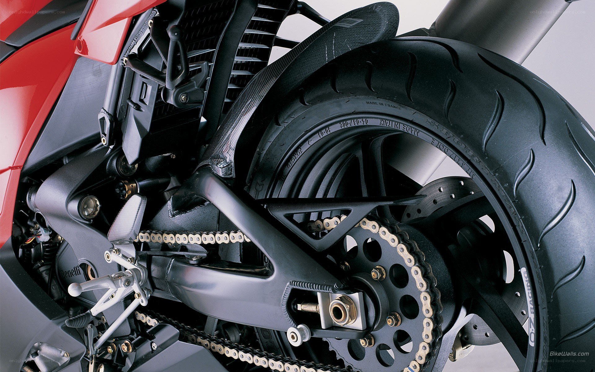 motorcycle rear wheel and chain