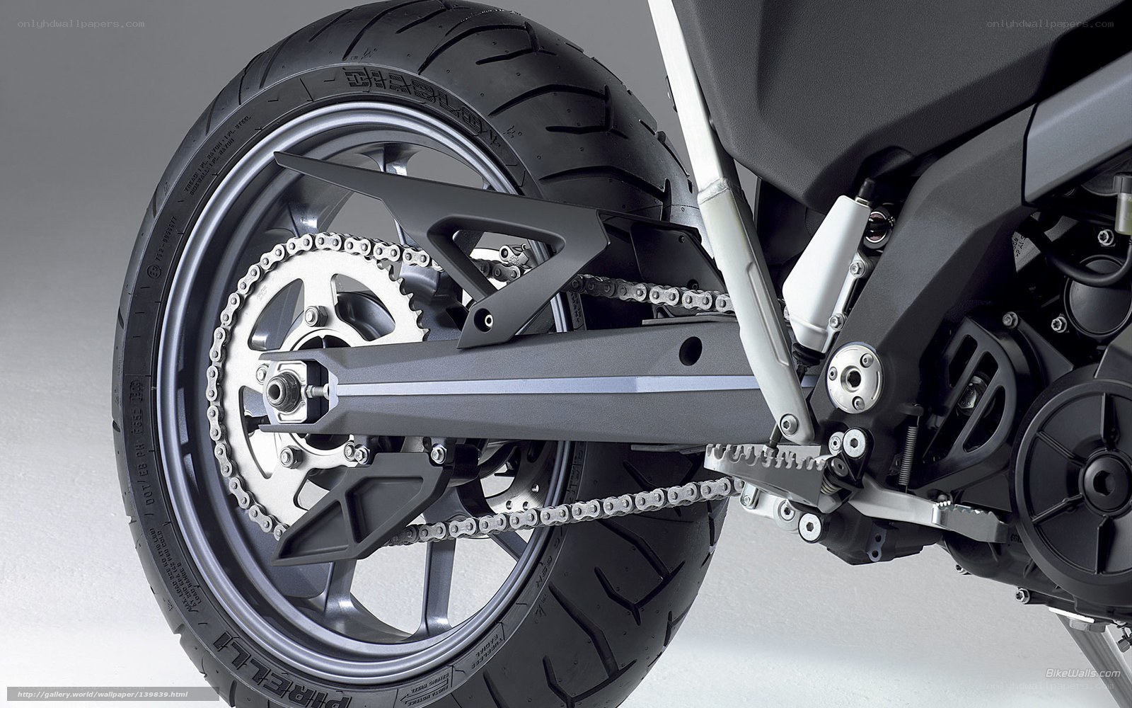 motorcycle rear wheel and chain