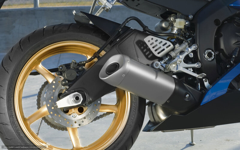 Motorcycle Rear Wheel — Black, Neutral, Afternoon, Photograph, Exhaust
