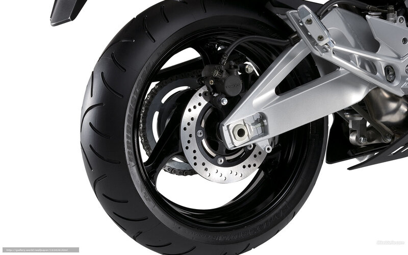 Motorcycle Rear Wheel — Black, Neutral, Photograph, Tire, Brake Disc