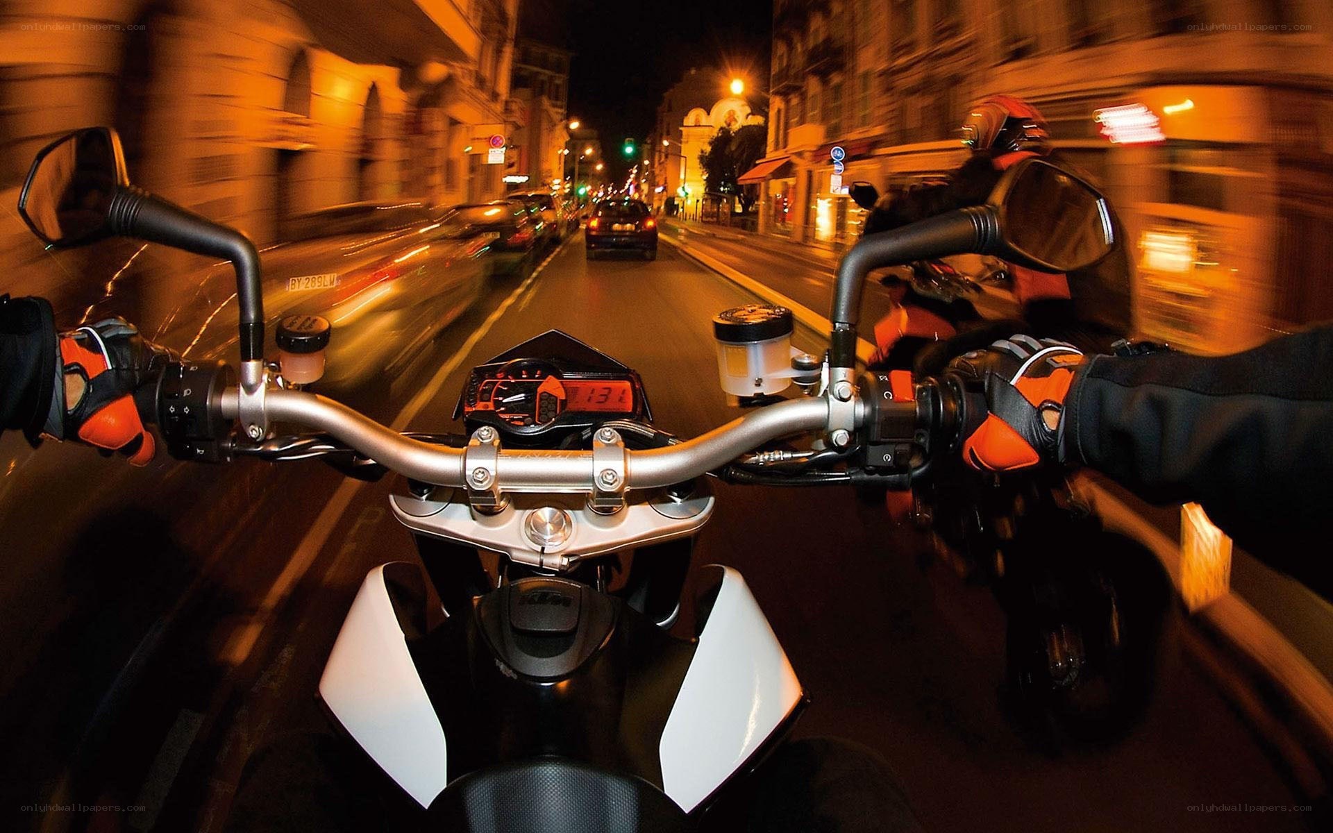 Motorcycle ride at night