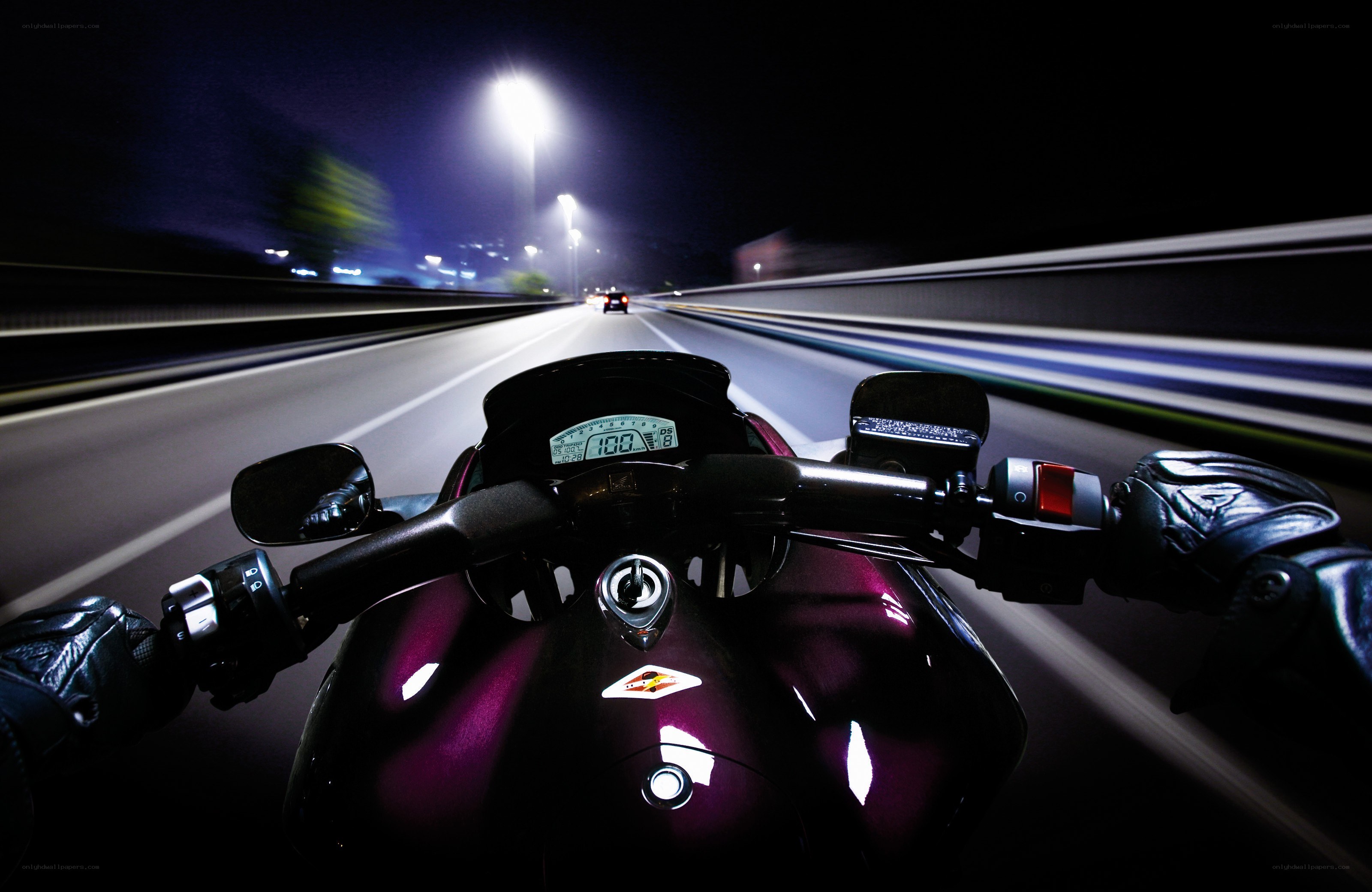 Motorcycle ride at night