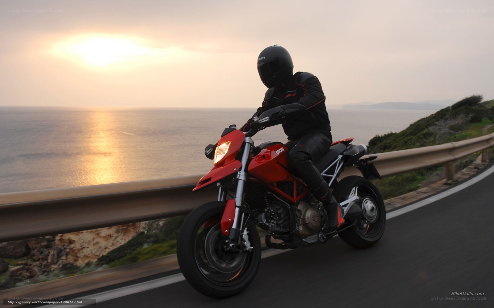 Motorcycle ride at sunset