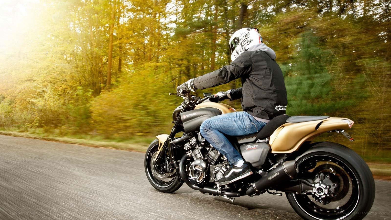 motorcycle ride on forest road