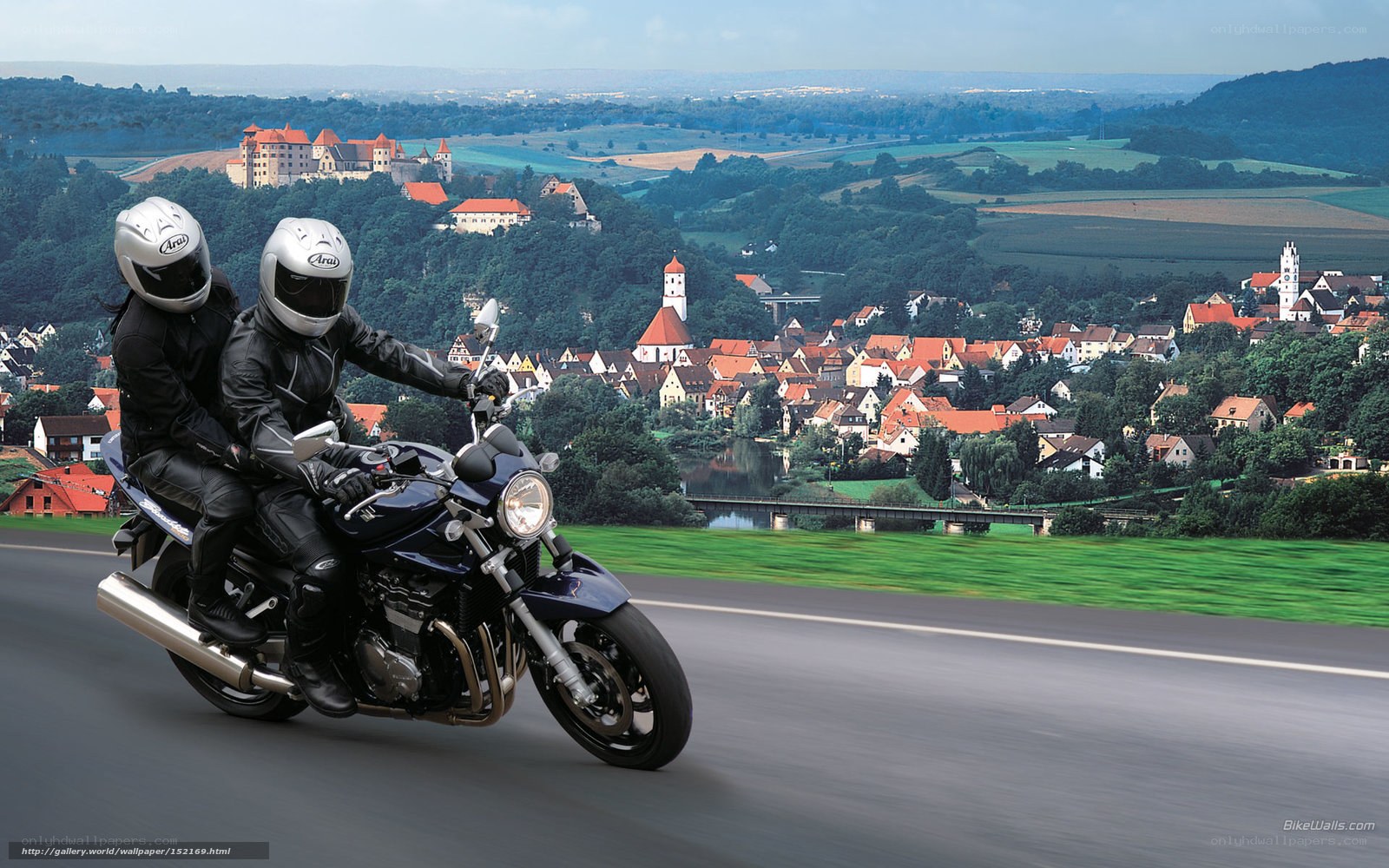 Motorcycle ride through scenic landscape