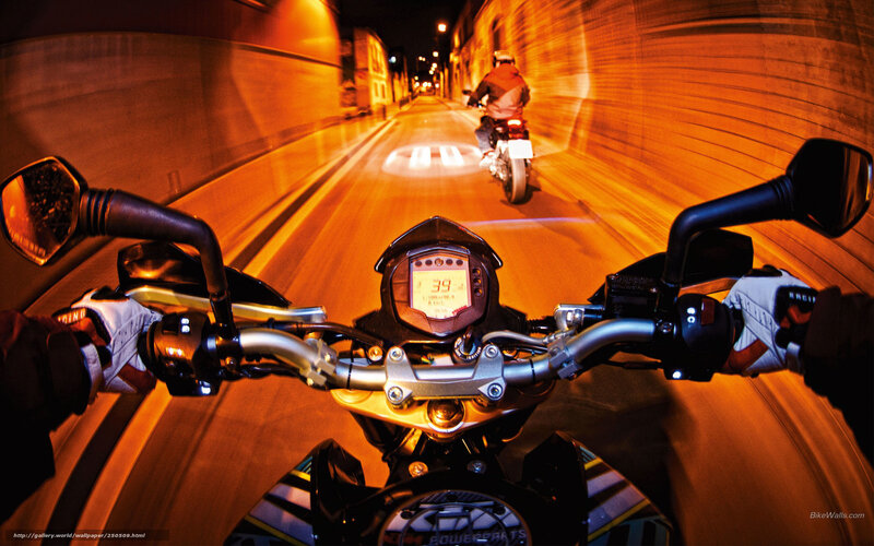 Motorcycle ride through tunnel