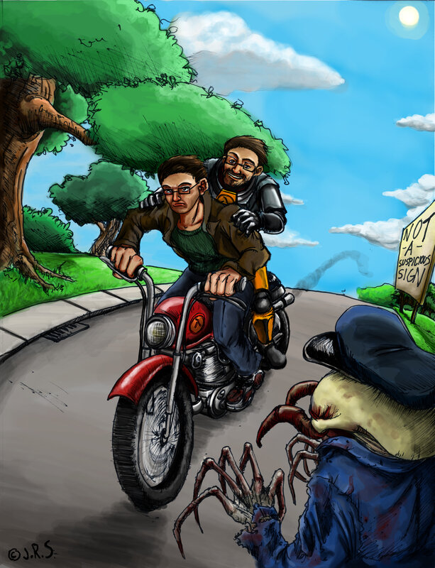 Motorcycle ride with alien encounter