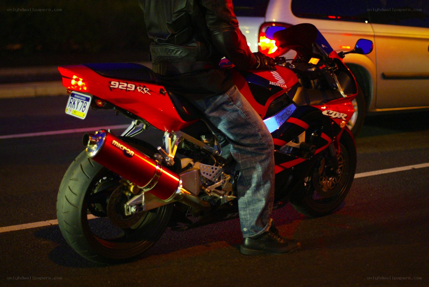 motorcycle rider at night