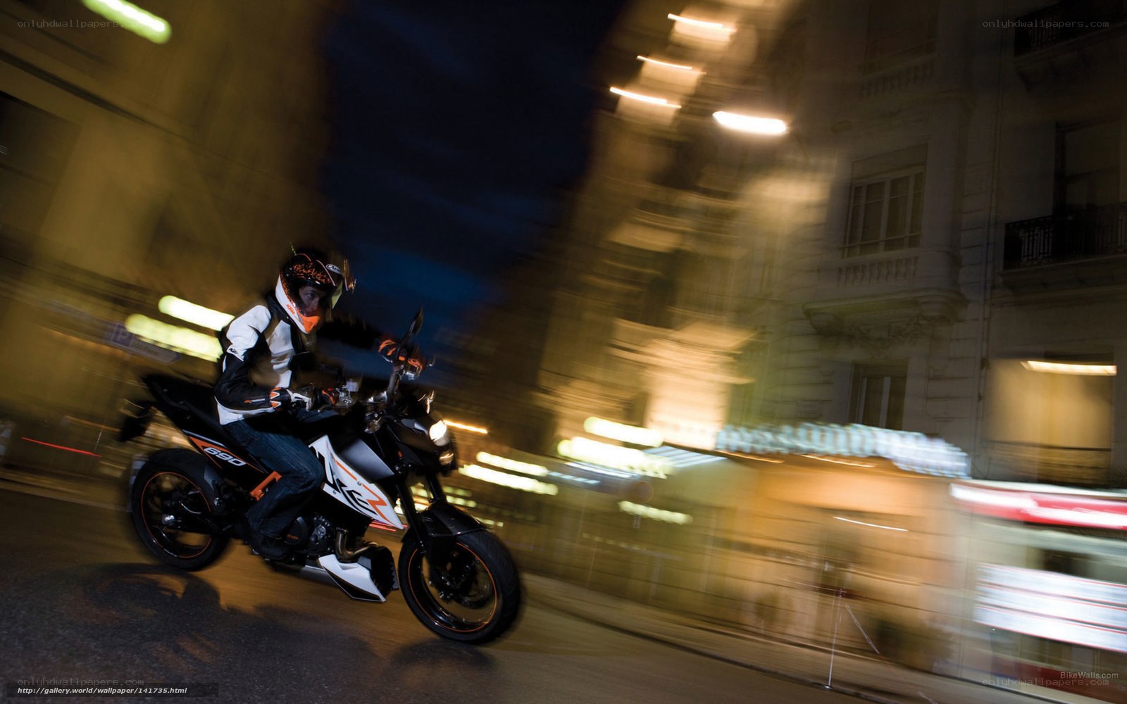 Motorcycle rider at night