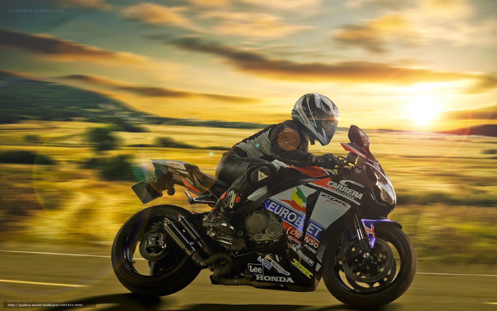 motorcycle rider at sunset