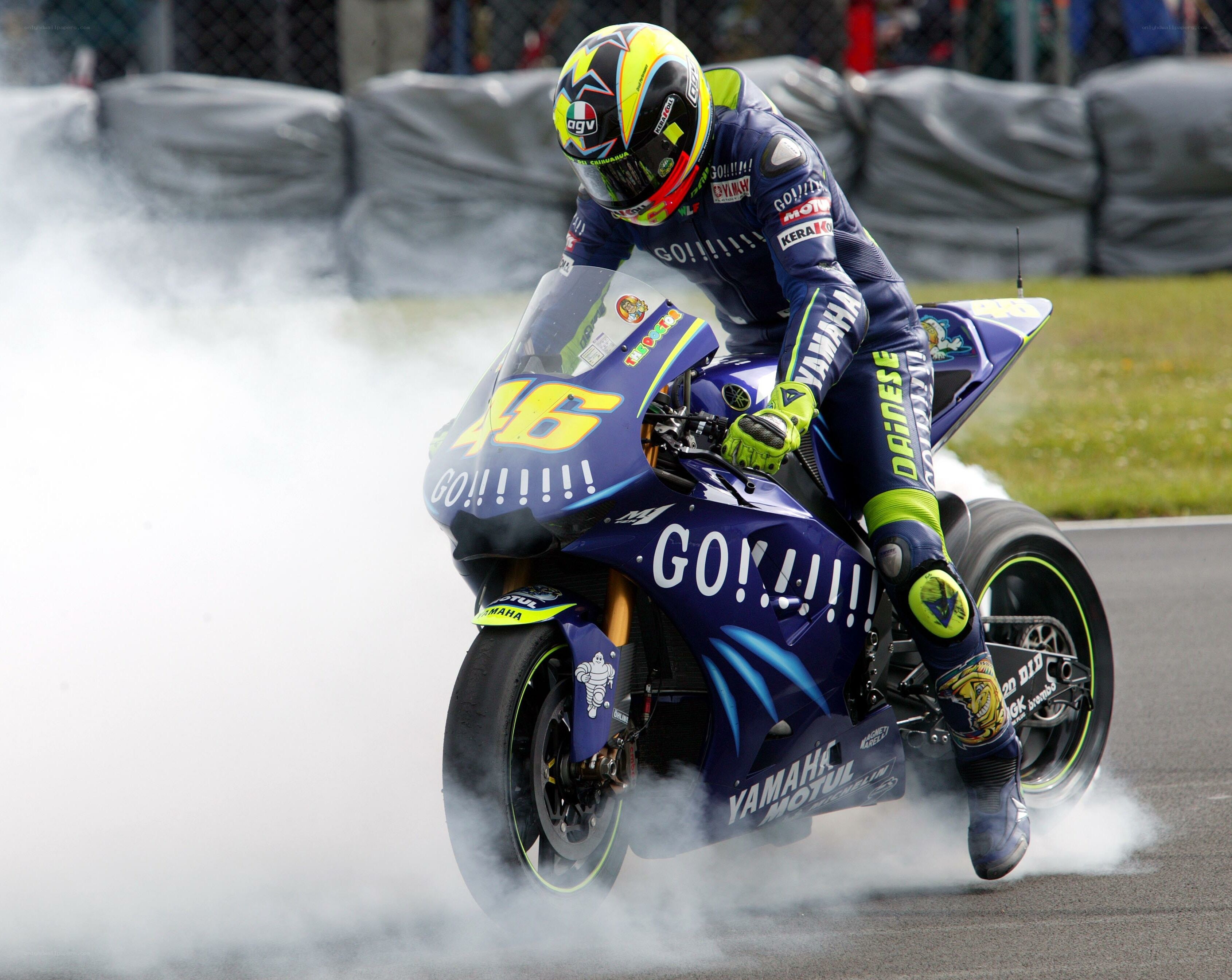 Motorcycle rider doing burnout
