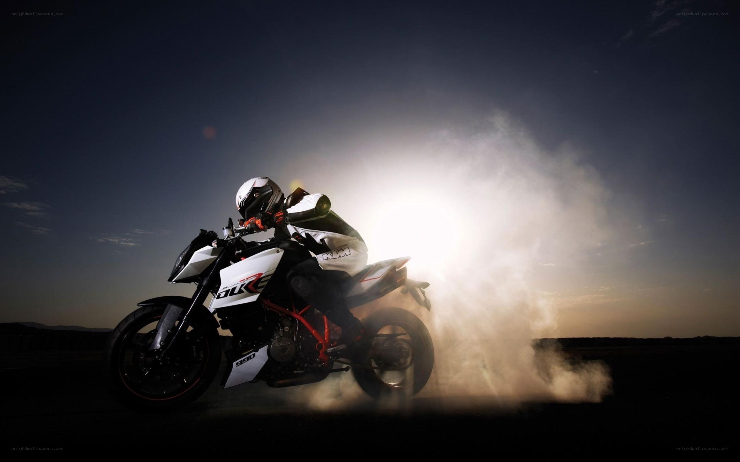 Motorcycle rider in a burnout