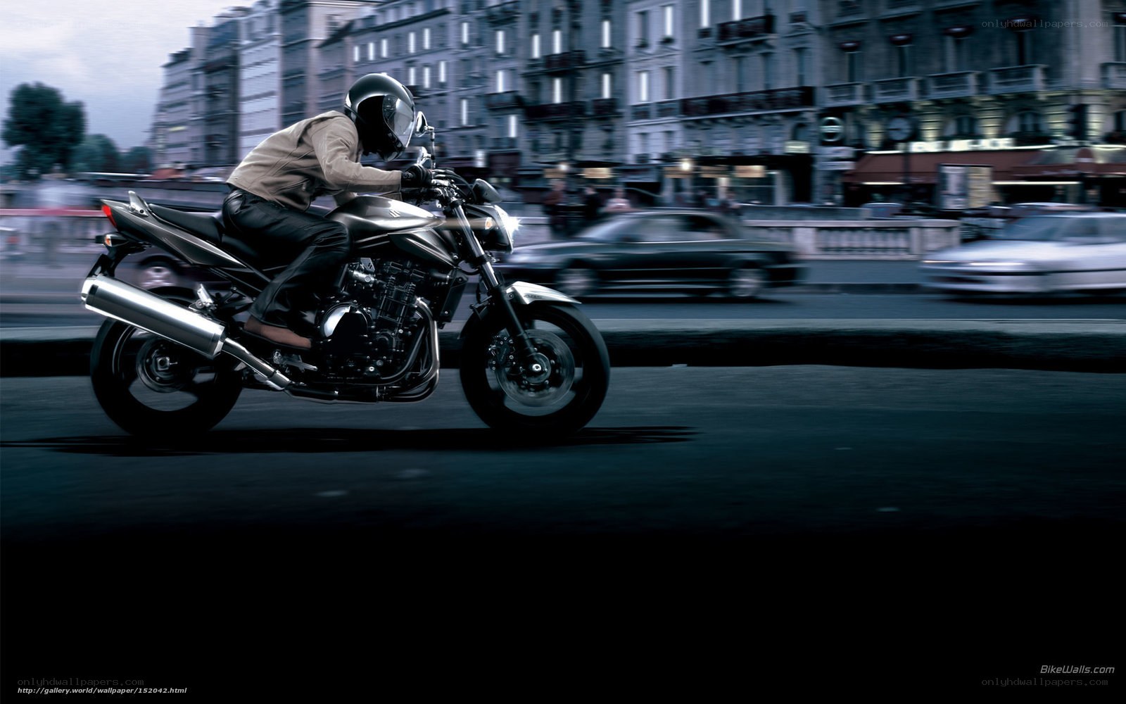 Motorcycle rider in city