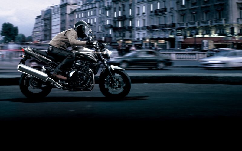 Motorcycle rider in city
