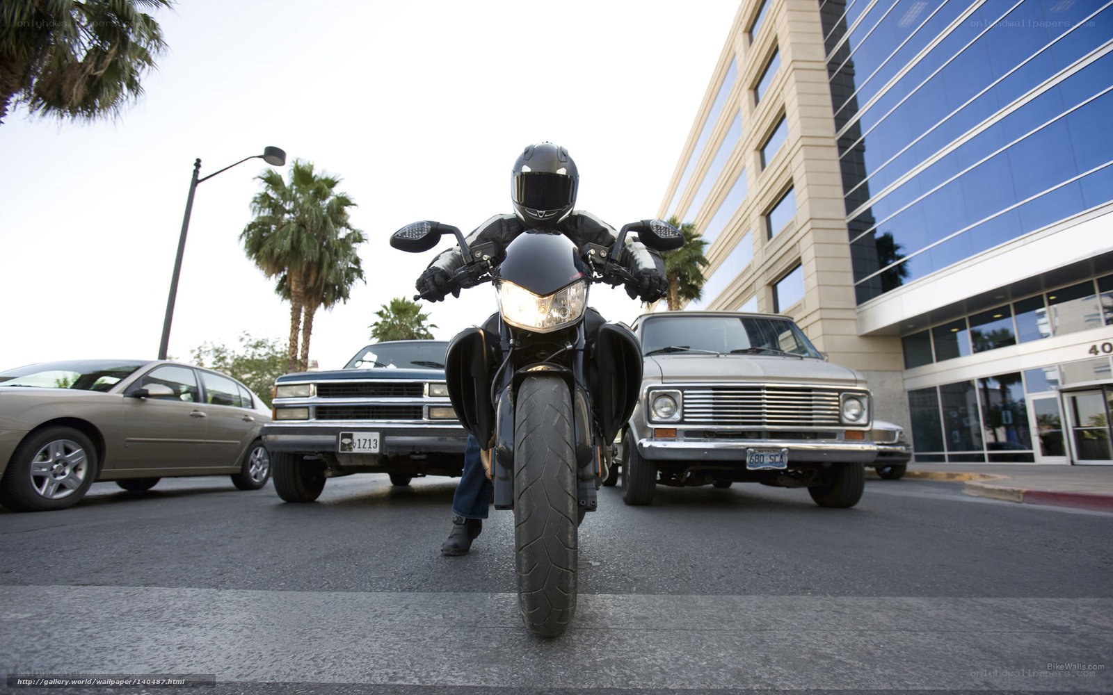 Motorcycle rider in city street