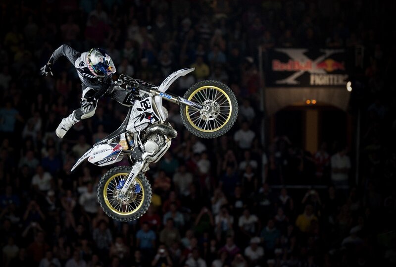 Motorcycle Rider in Mid-air — Black, Dynamic