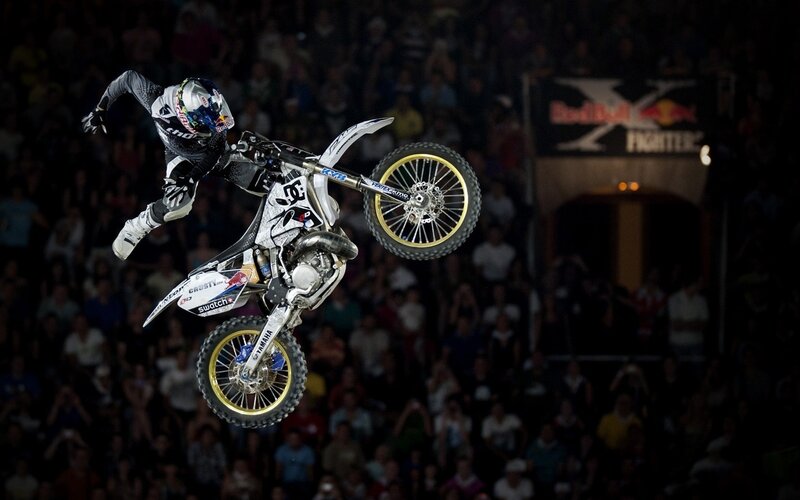 Motorcycle Rider in Mid-air — Black