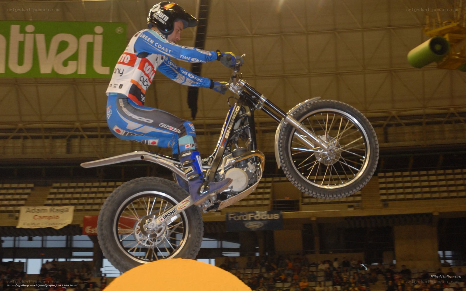 Motorcycle rider in mid-air jump