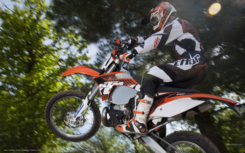 Motorcycle Rider in Mid-air — Orange, Dynamic, Afternoon, Photograph, Trees